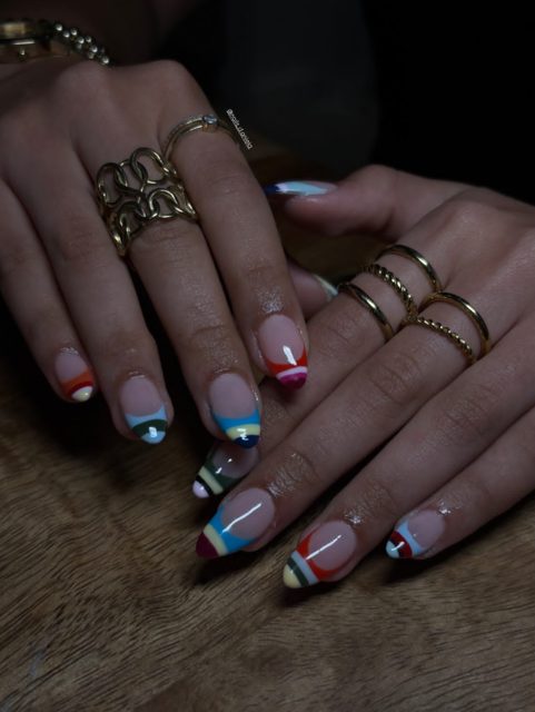 French de colores en franjas